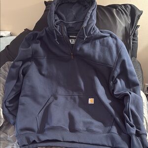 Carhartt Blue Rain Defender Mock Neck Half Zip Hoodie